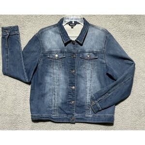 Buffalo David Bitton Womens Jacket Blue Denim Trucker Style Y2K Streetwear Sz L